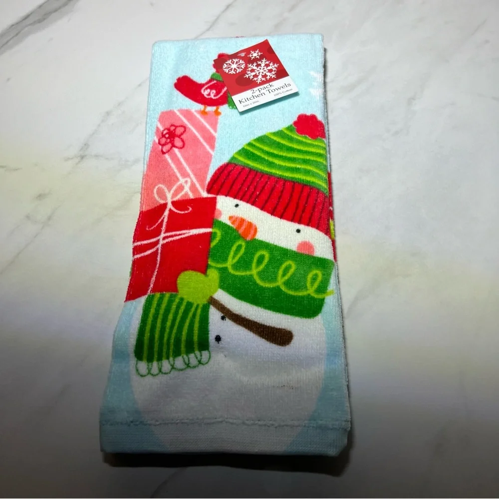 2 PACK KITCHEN TOWELS SNOWMAN X-DECORATION